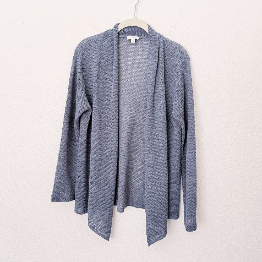 [J. Jill] Pure Jill Blue Gray Linen Blend Open Front Cardigan Sweater Sz Medium